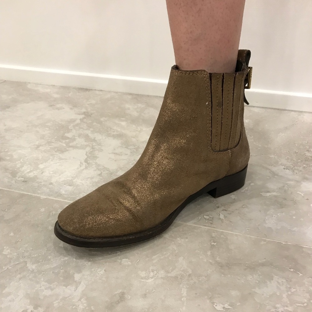 Womens metallic gold leather TORY BURCH boots